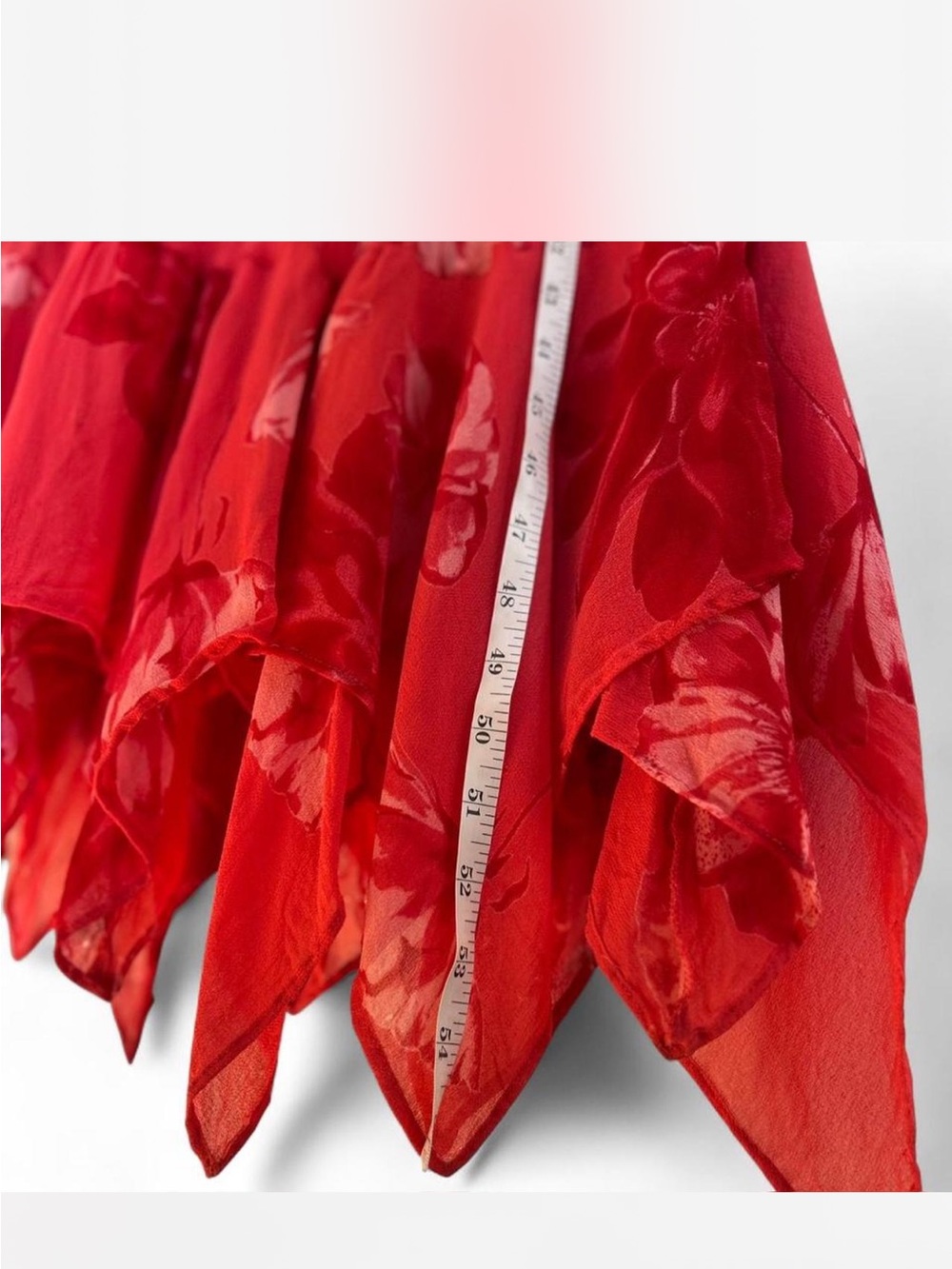 y2k Asymmetrical Babydoll Fairy Floral Pinkish Red Lace Sleeveless Maxi Flawed!! - Picture 7 of 8